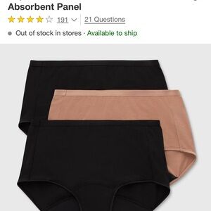 Hanes Black and Tan Period Underwear